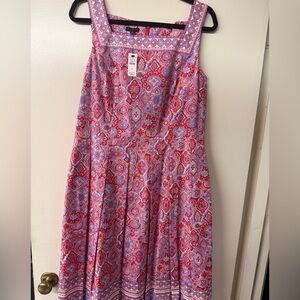 Talbots Red and Blue Floral Pattern Dress NWT